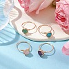 4Pcs 4 Styles Round Natural Green Aventurine & Amethyst & Hemimorphite & Rose Quartz Finger Rings Sets RJEW-TA00147-2