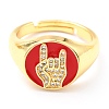 Adjustable Real 18K Gold Plated Brass Enamel Finger Ringss RJEW-L071-30G-2