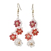 Flower Glass Seed Beaded Dangle Earrings EJEW-MZ00775-5