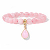 Synthetic Rose Quartz Beaded Stretch Bracelets PW-WGB60EB-02-1-1