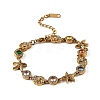 Ocean Theme 304 Stainless Steel Rhinestone Link Chain Bracelets for Women SA-CBA183D-09B-G-2
