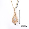 Exquisite Fashion Rose Necklace with Full Rhinestone Water Drop Pendant FM1408-1-1