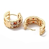 Brass with Chocolate Cubic Zirconia Thick Hoop Earrings EJEW-B035-32KCG-2