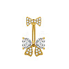 304 Stainless Steel Pave Clear Cubic Zirconia Curved Barbell Belly Rings FS-WG7A03F-04-1