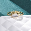 Brass Micro Pave Cubic Zirconia Shell Cuff Rings KK-D363-24C-G-5