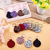 16Pcs 8 Colors Flat Round Leopard Pattern PU Leather Keychains KEYC-TA0001-37-4