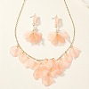 Petal Resin Charm & Alloy Pendant Necklaces & Stud Dangle Earring Sets FS-WG0777B-03-1