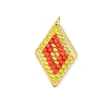 Glass Seed Beaded Rhombus Pendants PALLOY-MZ00528-01-1