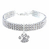 Adjustable 3-Row Brass Crystal Rhinestone Cup Chain Pet Collars ANIM-PW0004-19A-01-1