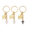 3Pcs 3 Colors Maple Leaf & Cross Alloy Enamel Charm Keychains KEYC-JKC00985-1