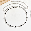 Black Plastic Round Beads Alloy Link Waist Chains for Women WG2B6F3-01-2