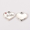 Wedding Theme Antique Silver Tone Tibetan Style Heart with Bride Rhinestone Charms LS-TIBEP-N005-12D-1