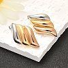 304 Stainless Steel Two Tone Stud Earrings EJEW-F355-04M-04-4