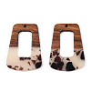 Transparent Resin & Walnut Wood Pendants RESI-TAC0017-72-B02-2