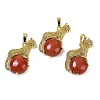 Natural Red Jasper Ball with Leopard Shape Brass Pendants KK-F887-04G-32-1