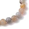 6mm Round Natural Bamboo Leaf Agate Beaded Stretch Bracelets for Women BJEW-JB10660-3