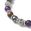 Non-Magnetic Synthetic Hematite & Natural Grade AB Tiger Eye & Labradorite & Quartz Beads Stretch Bracelets for Women BJEW-JB12832-3
