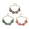 3Pcs Natural Mixed Gemstone Beads Link Bracelets BJEW-JB12164-2