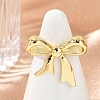 Hollow Bowknot Brass Open Cuff Rings for Women RJEW-G343-21G-2