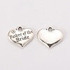 Wedding Theme Antique Silver Tone Tibetan Style Alloy Heart with Father of the Bride Rhinestone Charms TIBEP-N005-19C-1