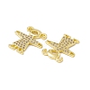 Brass Micro Pave Clear Cubic Zirconia Connector Charms KK-E068-VC084-3