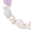 Heart Natural Aquamarine & Rose Quartz & Amethyst Beads Stretch Bracelets for Women BJEW-JB11759-4