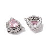 Rack Plating Brass Pave Misty Rose Cubic Zirconia Connector Charms KK-K360-21P-2