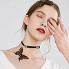 2Pcs 2 Colors Alloy Pave Synthetic Turquoise Oval Imitation Leather Choker Necklaces for Women NJEW-CY0001-06-6