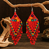 Bohemian Style Handmade Earrings with Glass Beads and Tassels QT0672-6-1