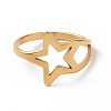Ion Plating(IP) 201 Stainless Steel Star Finger Ring RJEW-J051-21G-2