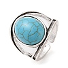 Oval Synthetic Turquoise Cuff Rings RJEW-B107-16AS-01-2