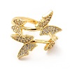 Clear Cubic Zirconia Butterfly Open Cuff Ring KK-H439-25G-2