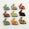 2-Hole Bunny Printed Wooden Buttons BUTT-R031-194-1