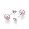 Pearl Ball Stud Earrings EJEW-Q701-01B-02-1