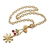 304 Stainless Steel Enamel Red Cherry Flower Heart Pendant Necklaces for Women NJEW-G181-11G-2