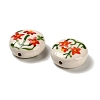 Flower Theme Printed Handmade Porcelain Beads X1-LAMP-D303-06C-03-3