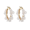 Shell Pearl & Acrylic Beaded Flower Hoop Earrings EJEW-TA00747-1