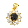 Flower Rack Plating Brass Micro Pave Cubic Zirconia Pendants KK-G513-92G-03-1