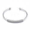 Non-Tarnish 304 Stainless Steel Open Cuff Bangle for Girl Women BJEW-N013-008P-1