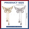 2Pcs 2 Colors Hollow Butterfly Zinc Alloy Crystal Rhinestone Teardrop Tassel Brooches JEWB-LP0001-01-2