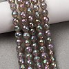 Electroplated Natural Agate Beads Strands G-B191-A07-6mm-03-1