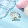 Round Shell Pearl Beaded Cuff Rings for Women RJEW-TA00152-2