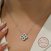 Anti-Tarnish Rhodium Plated Sterling Silver Clover Pendant Necklaces KR5556-3