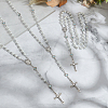 3Pcs 3 Colors Imitation Pearl Rosary Bead Necklaces NJEW-GO0001-17-3