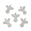 Brass Micro Pave Clear Cubic Zirconia Connector Charms KK-E068-VB265-1