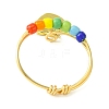 4Pcs 4 Styles Rainbow Color Glass Seed Braided Bead Finger Rings Set with Charms RJEW-TA00084-3