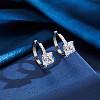 925 Sterling Silver Cubic Zirconia Square Hoop Earrings EJEW-L294-012P-2