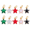 HOBBIESAY 10Pcs 5 Colors Rack Plating Brass Micro Pave Cubic Zirconia Charms ZIRC-HY0001-05-1