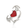 Heart with Wing Enamel Finger Rings RJEW-G337-05P-01-4