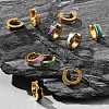 Ion Plating(IP) 304 Stainless Steel Enamel Hoop Earrings EJEW-P300-03G-1